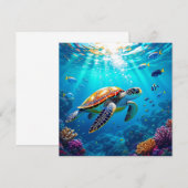 Zee Schildpad Levendig Kleurrijke Onderwater Scene (Voorkant / Achterkant)