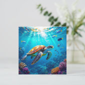 Zee Schildpad Levendig Kleurrijke Onderwater Scene (Staand voorkant)