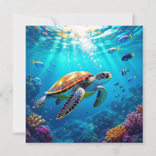 Zee Schildpad Levendig Kleurrijke Onderwater Scene