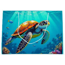 Zee Schildpad Levendige Oceaan Illustratie Groot Cadeauzakje
