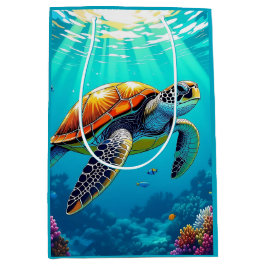 Zee Schildpad Levendige Oceaan Illustratie Medium Cadeauzakje
