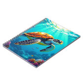 Zee Schildpad Levendige Oceaan Illustratie Notitieboek (Linkerzijde)