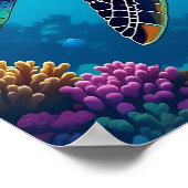 Zee Schildpad Levendige Oceaan Illustratie Poster (Hoek)