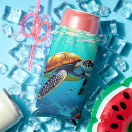 Zee Schildpad Levendige Oceaan Illustratie Seltzer Blikjeskoeler