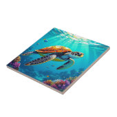 Zee Schildpad Levendige Oceaan Illustratie Tegeltje (Zijkant)