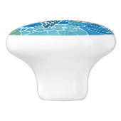 Zee schildpad links tegenover Ocean Life Bright Bl Keramische Knop (Zijkant)