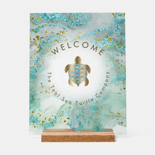 zee schildpad logo design welkom acryl bord (Voorkant)