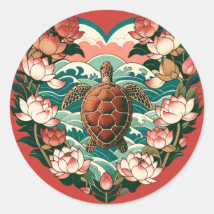 Zee Schildpad Lotus Zeeen Schildpadden Ronde Sticker