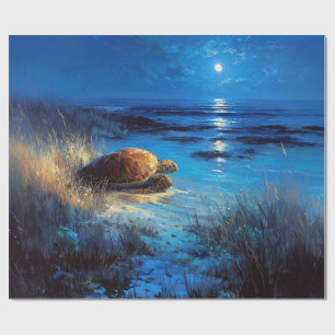Zee Schildpad Maanverlichte Reis naar de Zee Cadeaupapier