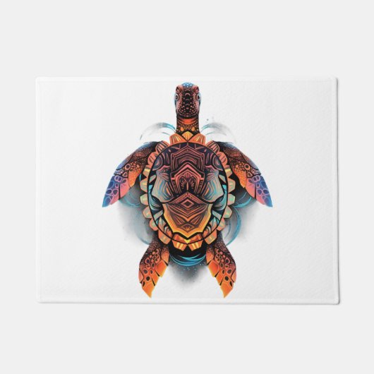 Zee Schildpad Mandala Zee Oceaan Dier Kunstwerk Bo Deurmat (Voorkant)