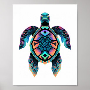Zee Schildpad Mandala Zee Oceaan Dier Kunstwerk Bo Poster