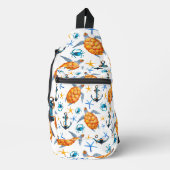 Zee Schildpad Marine Beach Kust Waterpatroon Sling Bag (Voorkant)