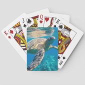 Zee schildpad, marinier, chelonioidea, reptiel speelkaarten (Achterkant)