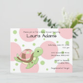 Zee Schildpad Meisje Baby Douche Uitnodigingen (Staand voorkant)
