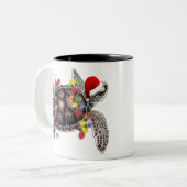 Zee schildpad met kerstfeest tweekleurige koffiemok (Voorkant links)