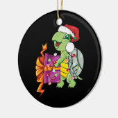 Zee schildpad met kerstkerstverlichting keramisch ornament (Links)