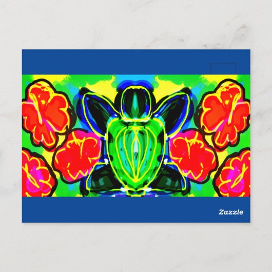 Zee schildpad mok drankenpitcher briefkaart (Achterkant)