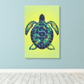 Zee Schildpad Mozaïek Kust Art Design Canvas Afdruk (Insitu (Houten vloer))