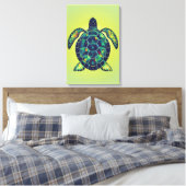 Zee Schildpad Mozaïek Kust Art Design Canvas Afdruk (Insitu (Slaapkamer))