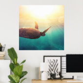 Zee schildpad - Natuur onderwater Fotografie Poster (Thuiskantoor)