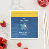 Zee Schildpad Navy Blue Wood Familienaam Strand Hu Servet (Insitu)