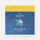 Zee Schildpad Navy Blue Wood Familienaam Strand Hu Servet (Voorkant)