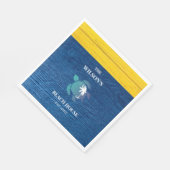 Zee Schildpad Navy Blue Wood Familienaam Strand Hu Servet (Hoek)