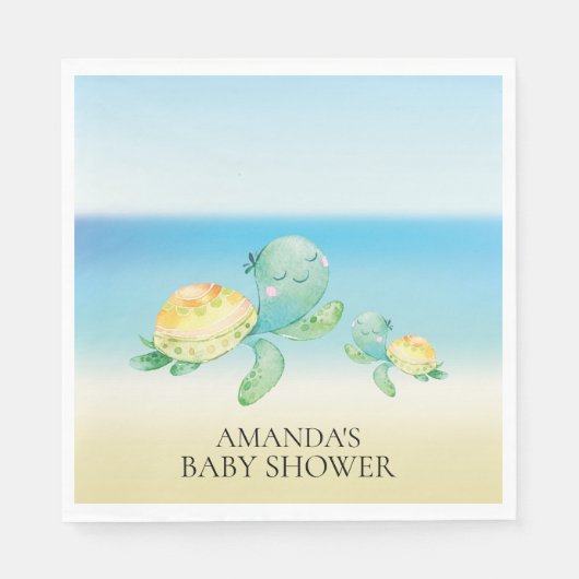 Zee Schildpad Neutraal Baby shower Papieren servet (Voorkant)