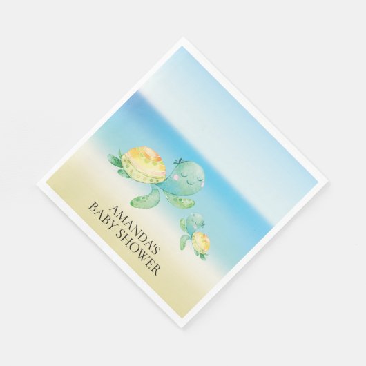 Zee Schildpad Neutraal Baby shower Papieren servet (Hoek)