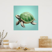 Zee Schildpad Oceaan Gedetailleerde Aquatische Die Poster (Keuken)