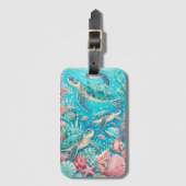 Zee Schildpad Oceaan Koraal Bagage Label (Voorkant (verticaal))