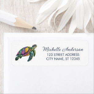 Zee Schildpad Oceaan Zeevaart Retouradres Label