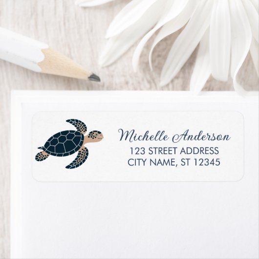 Zee Schildpad Oceaan Zeevaart Retouradres Label (Insitu)