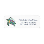 Zee Schildpad Oceaan Zeevaart Retouradres Label (Voorkant)