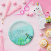 Zee Schildpad Ocean Beach Art Elegante bruiloft Cu Papieren Bordje (Feest)