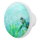 Zee Schildpad Ocean Beach Art Elegante Tropische D Keramische Knop (Rechts)