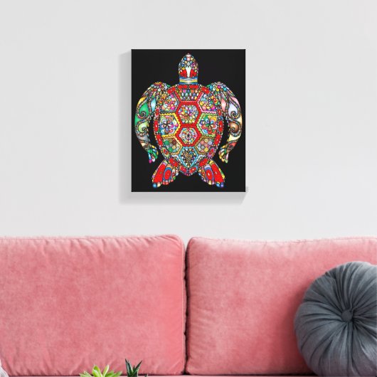 zee schildpad omwikkeld doek canvas afdruk (Insitu (Woonkamer))