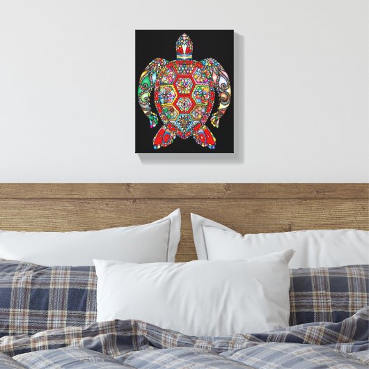 zee schildpad omwikkeld doek canvas afdruk (Insitu (Slaapkamer))