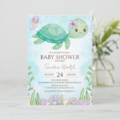 Zee schildpad onder Baby shower Zee Kaart (Staand voorkant)