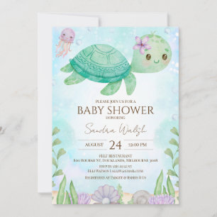 Zee schildpad onder Baby shower Zee Kaart