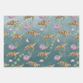 Zee schildpad onder een diep groen Zee Inpakpapier Vel (Voorkant)