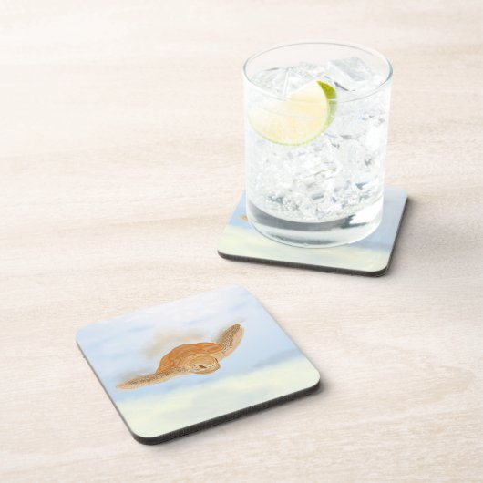 Zee schildpad onder water. bier onderzetter (Rechterzijde)