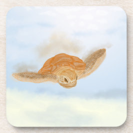 Zee schildpad onder water. bier onderzetter