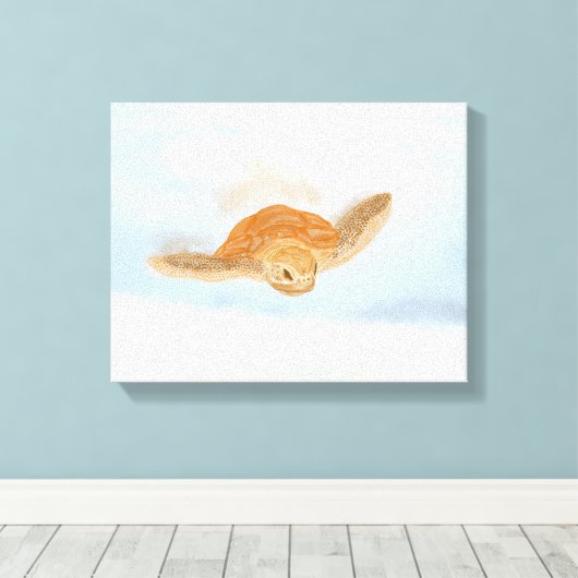 Zee schildpad onder water. canvas afdruk (Insitu (Houten vloer))