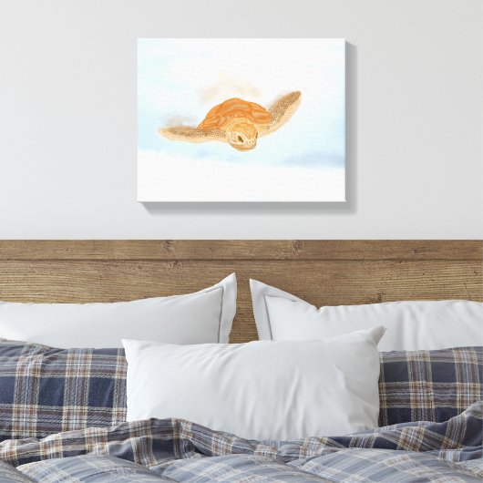 Zee schildpad onder water. canvas afdruk (Insitu (Slaapkamer))