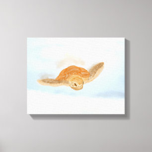 Zee schildpad onder water. canvas afdruk