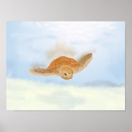 Zee schildpad onder water. poster