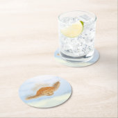 Zee schildpad onder water. ronde kartonnen onderzetter (Insitu)