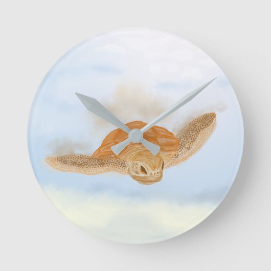 Zee schildpad onder water. ronde klok (Voorkant)