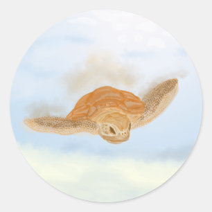 Zee schildpad onder water. ronde sticker